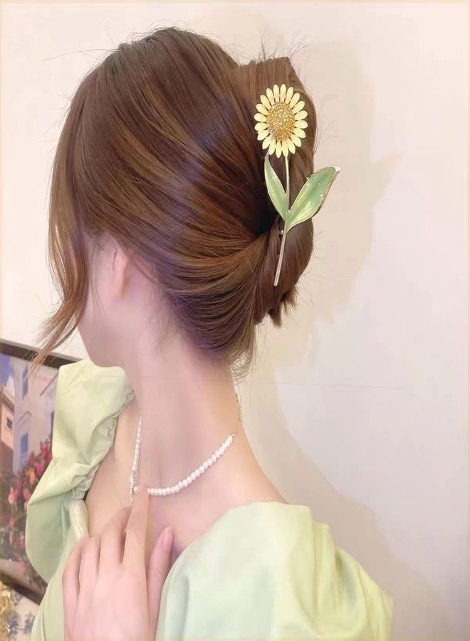 ADULLPONY 3 Pcs Metal Flower Claw Clip Set - Rose, Daisy, and Sunflower Large Hair Clips for Strong Hold on Women's Thick Hair - Image 4